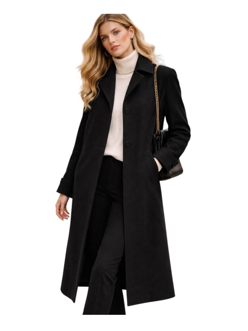 Vintage Sara Roberts Black Wool Overcoat I Magnin 80s Long Coat USA Minimalist C